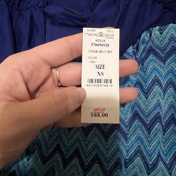 White house black market blue chevron strapless dress. Size XS - Picture 5 of 6